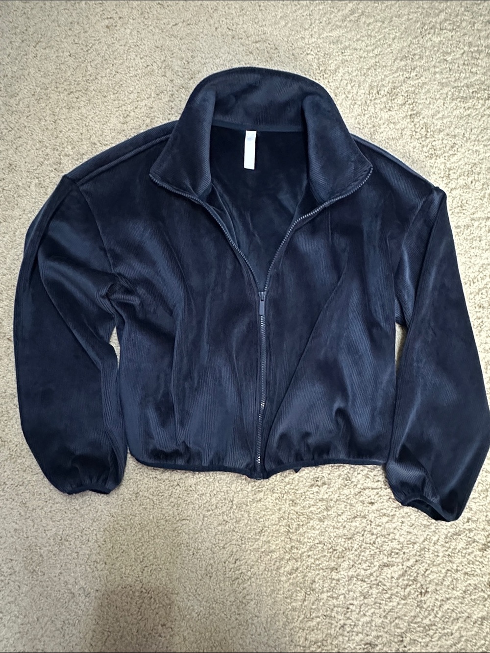Zella Navy Full-Zip Teddy Jacket